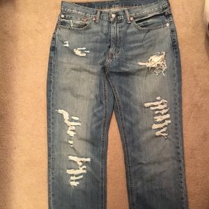 Distressed levi denim